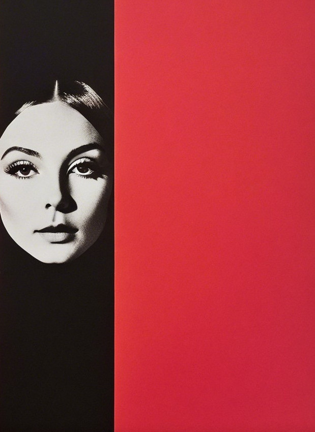 Monochrome Portrait with Bold Red Contrast