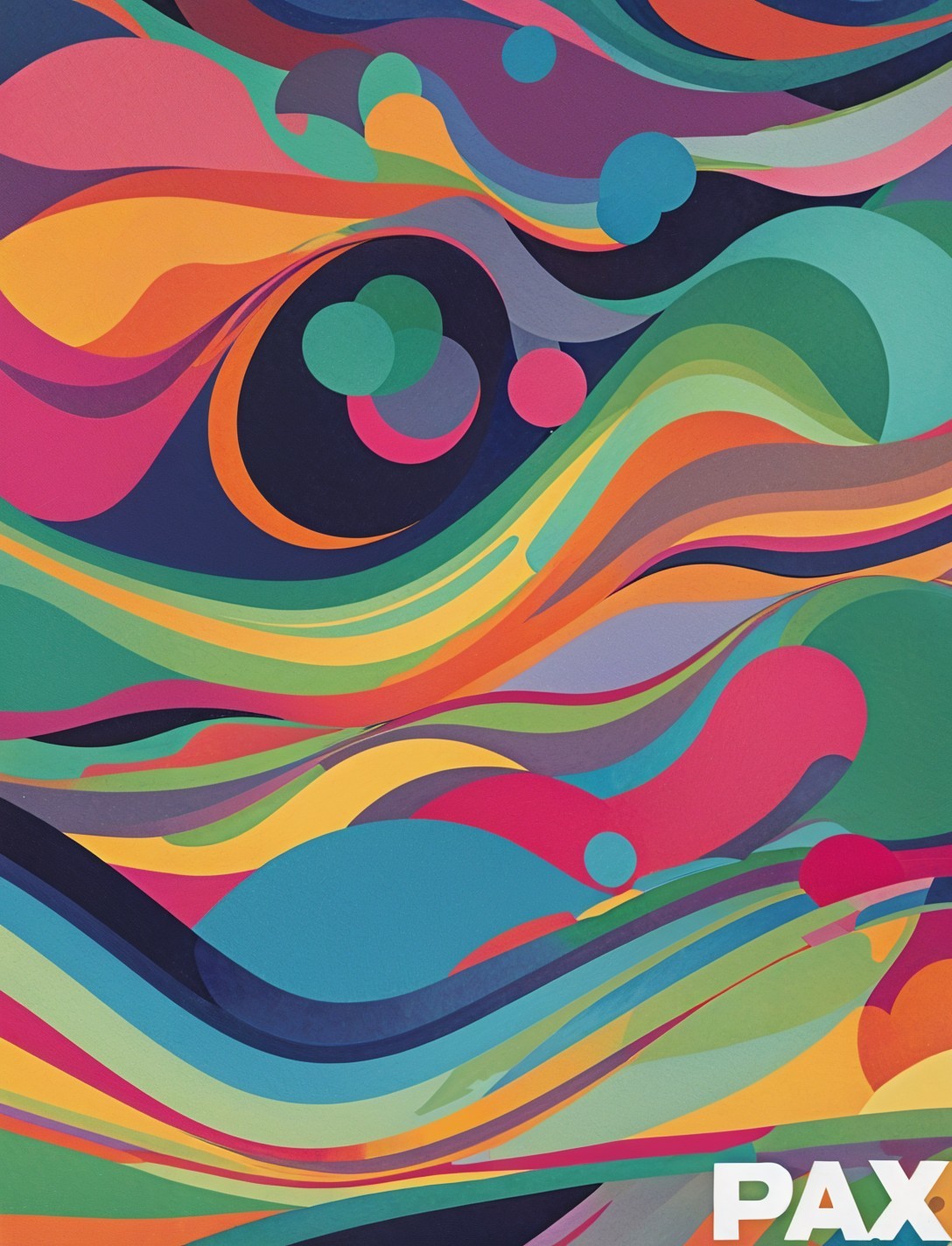 Vibrant Abstract Design with Colorful Swirls and Shapes