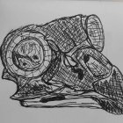 Intricate Ornamental Skull Illustration with Patterns