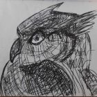 Intricate Black-and-White Illustration of an Owl