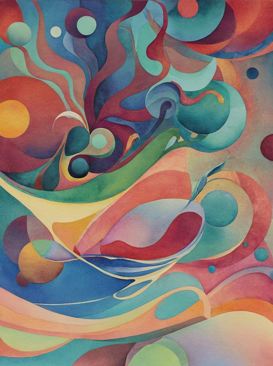 Abstract design with vibrant colors and flowing shapes