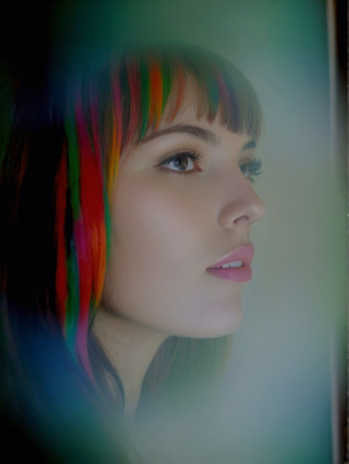 Young Woman with Vibrant Hair in Ethereal Portrait