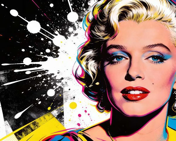 Pop Art Rendering of Iconic Female Figure in Colorful Style