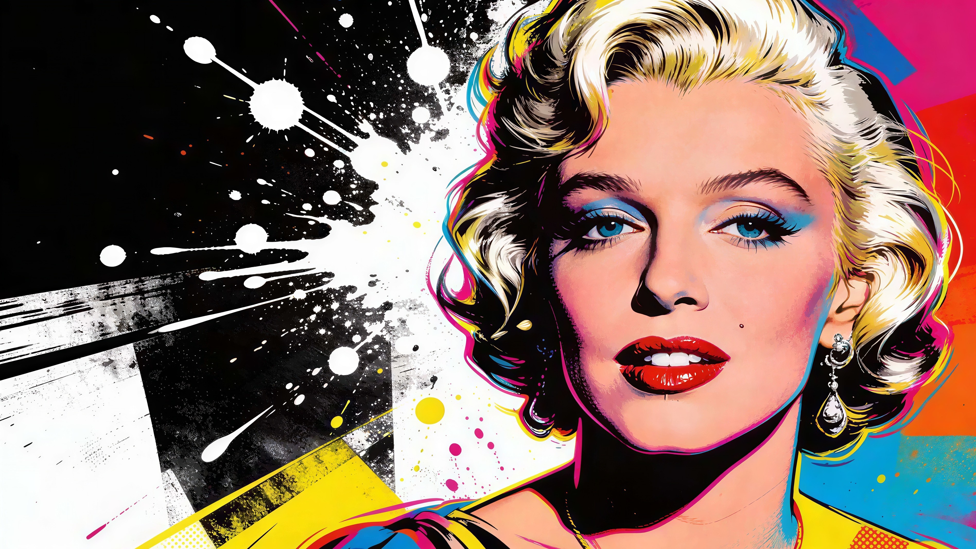 Pop Art Rendering of Iconic Female Figure in Colorful Style