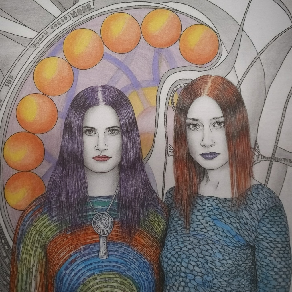 Women with bold hairstyles and makeup in abstract art