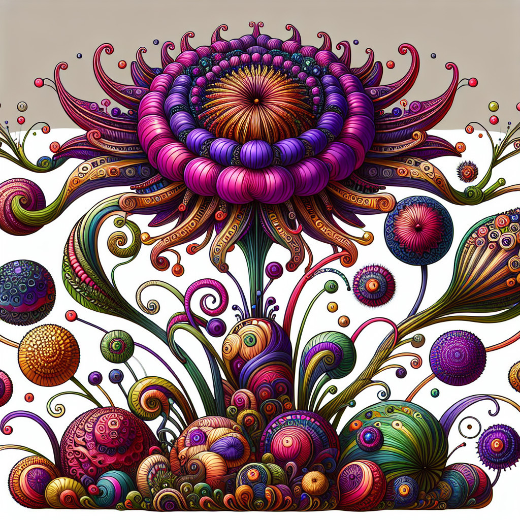 Surreal Floral Design with Colorful Patterns and Details