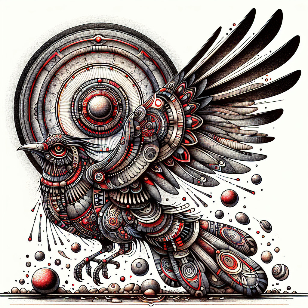 Stylized Bird in Flight with Geometric Patterns