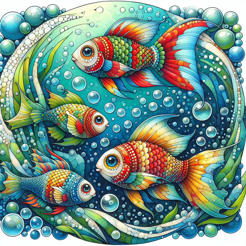 Vibrant Underwater Scene with Colorful Fish and Plants