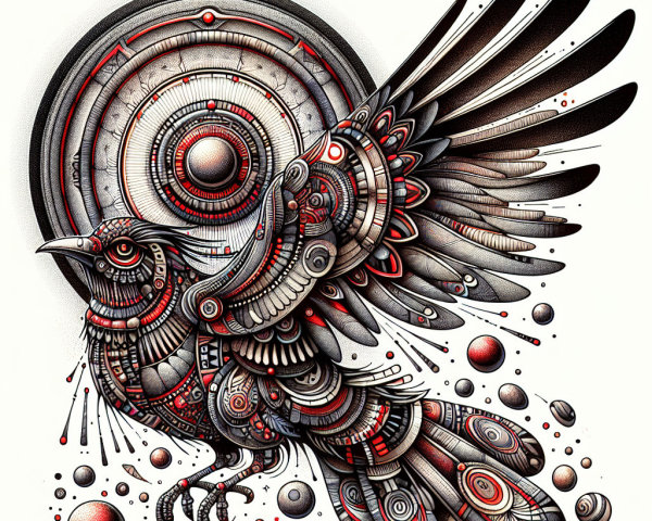 Stylized Bird in Flight with Geometric Patterns