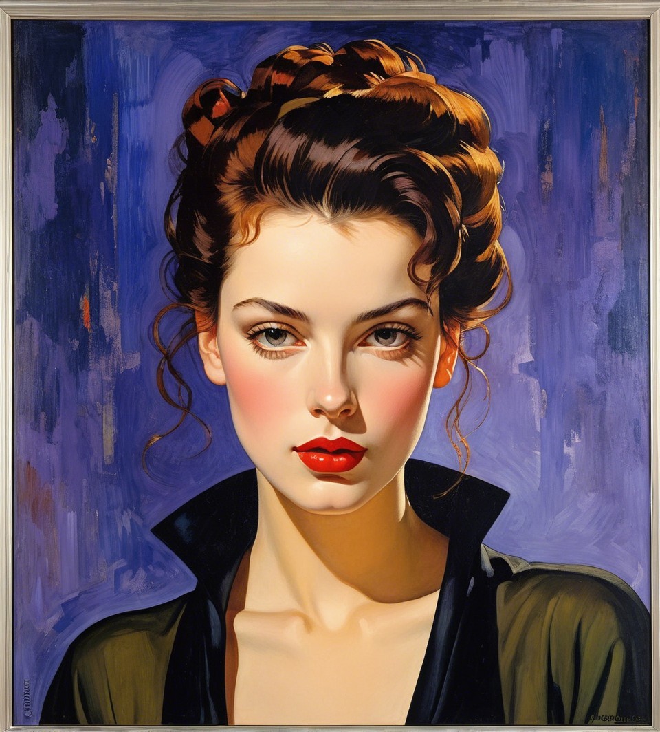 Portrait of a Woman with Elegant Features and Background