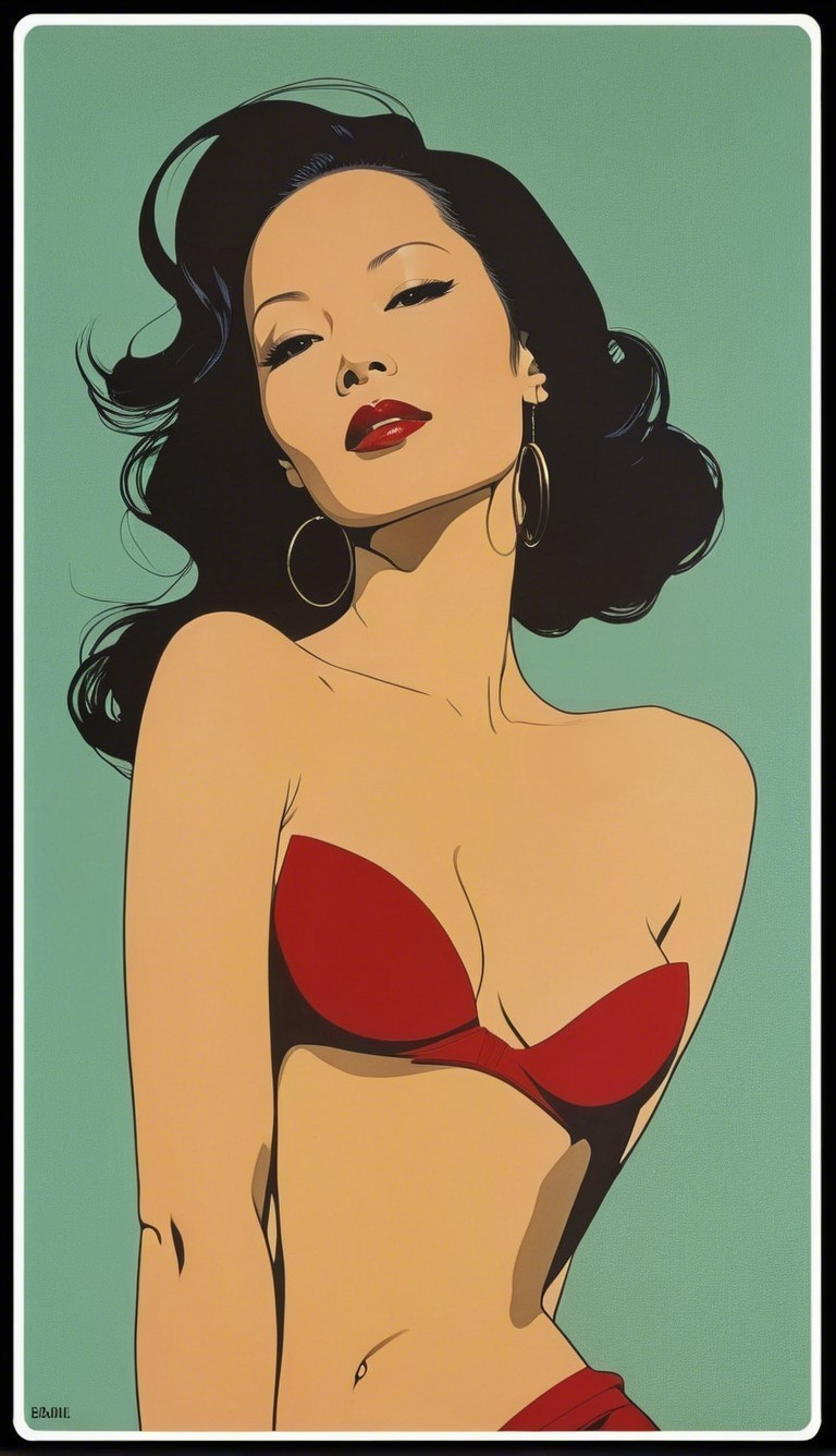 Glamorous Vintage Illustration of Confident Woman