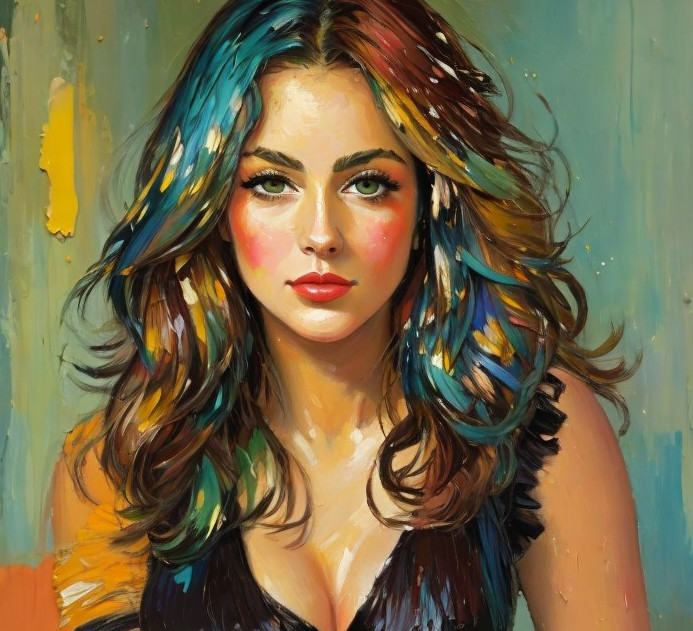 Vibrant Portrait of a Woman with Bold Colors and Expression