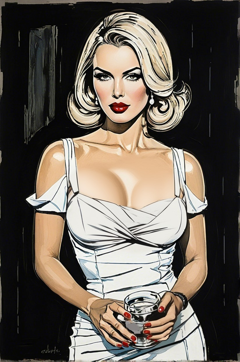 Glamorous Woman in Off-the-Shoulder White Dress