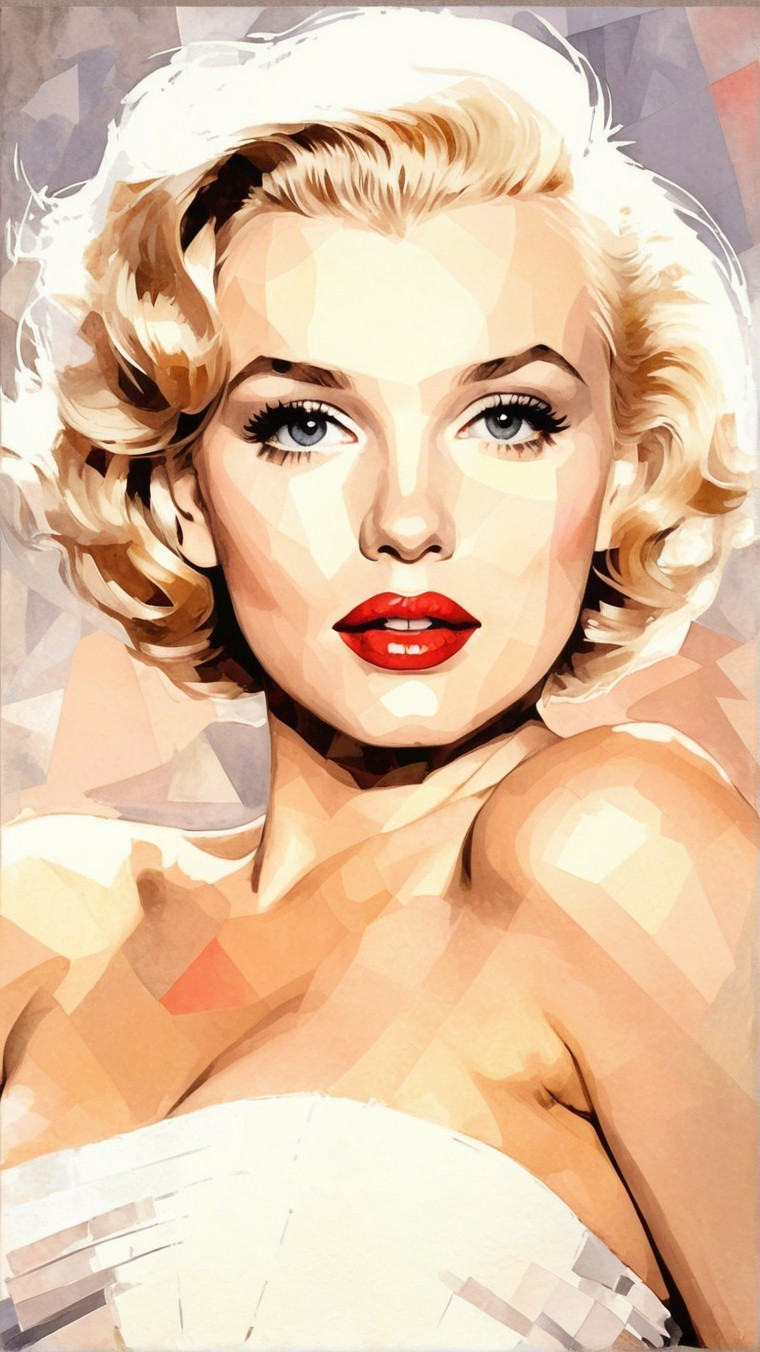 Geometric Portrait of Glamorous Woman with Pastel Background