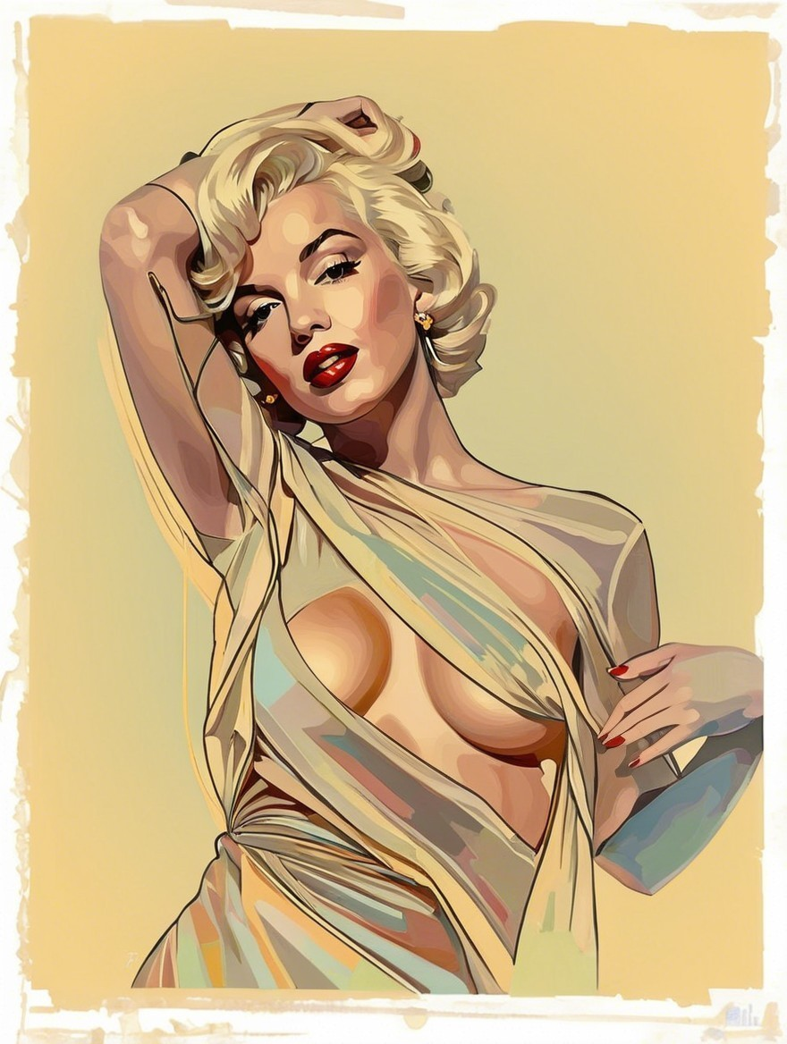 Stylized Illustration of Glamorous Figure in Elegant Outfit