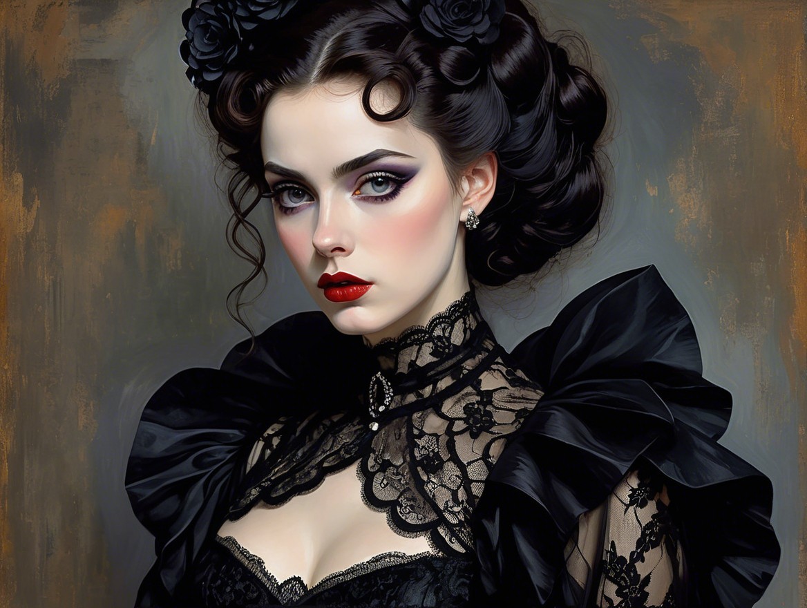 Elegant Gothic Portrait of a Woman in Dark Attire