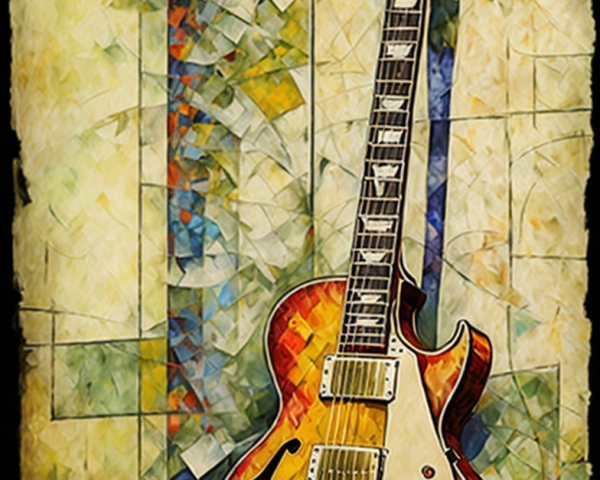 Vibrant Abstract Painting of an Electric Guitar