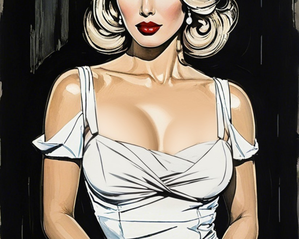 Glamorous Woman in Off-the-Shoulder White Dress