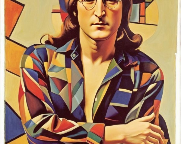 Stylized portrait of a man with vibrant abstract background