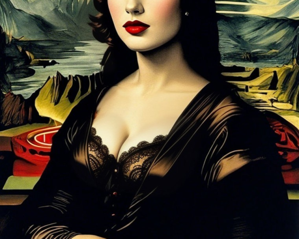 Portrait of a Woman in Classic Style with Landscape