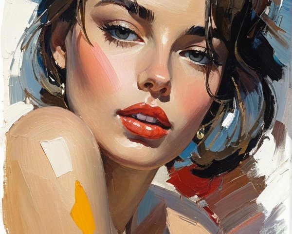 Expressive Portrait of a Young Woman with Vibrant Colors
