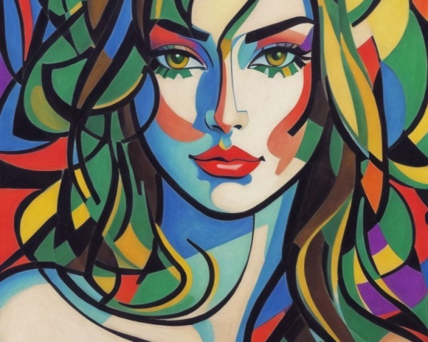 Abstract Portrait of a Woman with Bold Colors