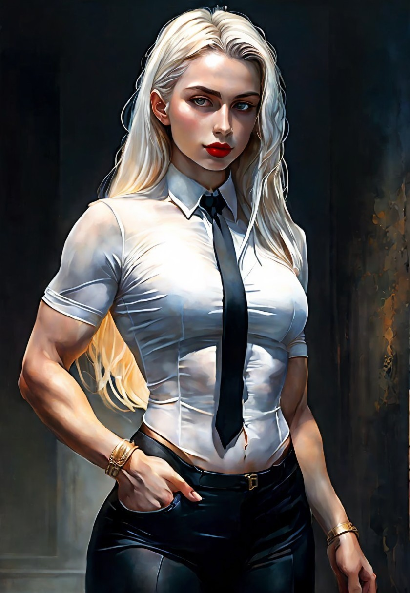 Confident Woman in Dim Light with Sleek Style