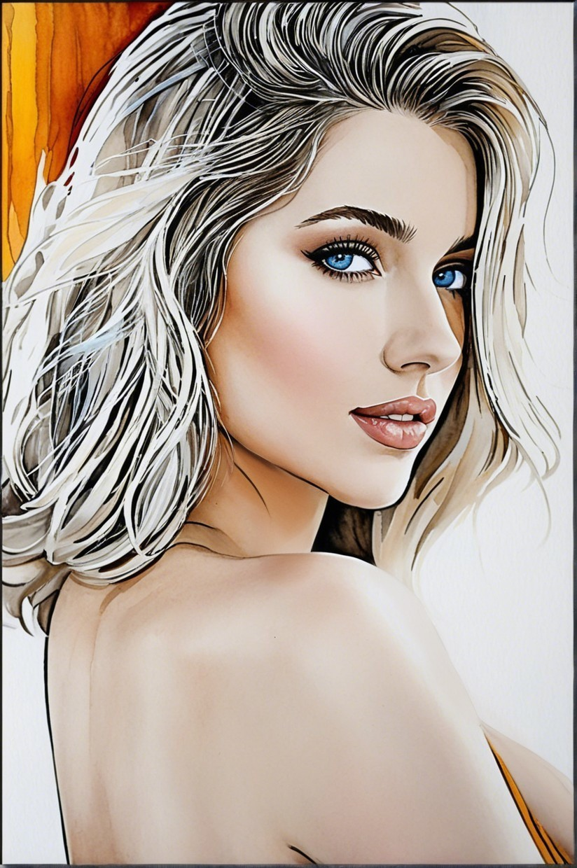 Illustration of a Woman with Blonde Hair and Blue Eyes