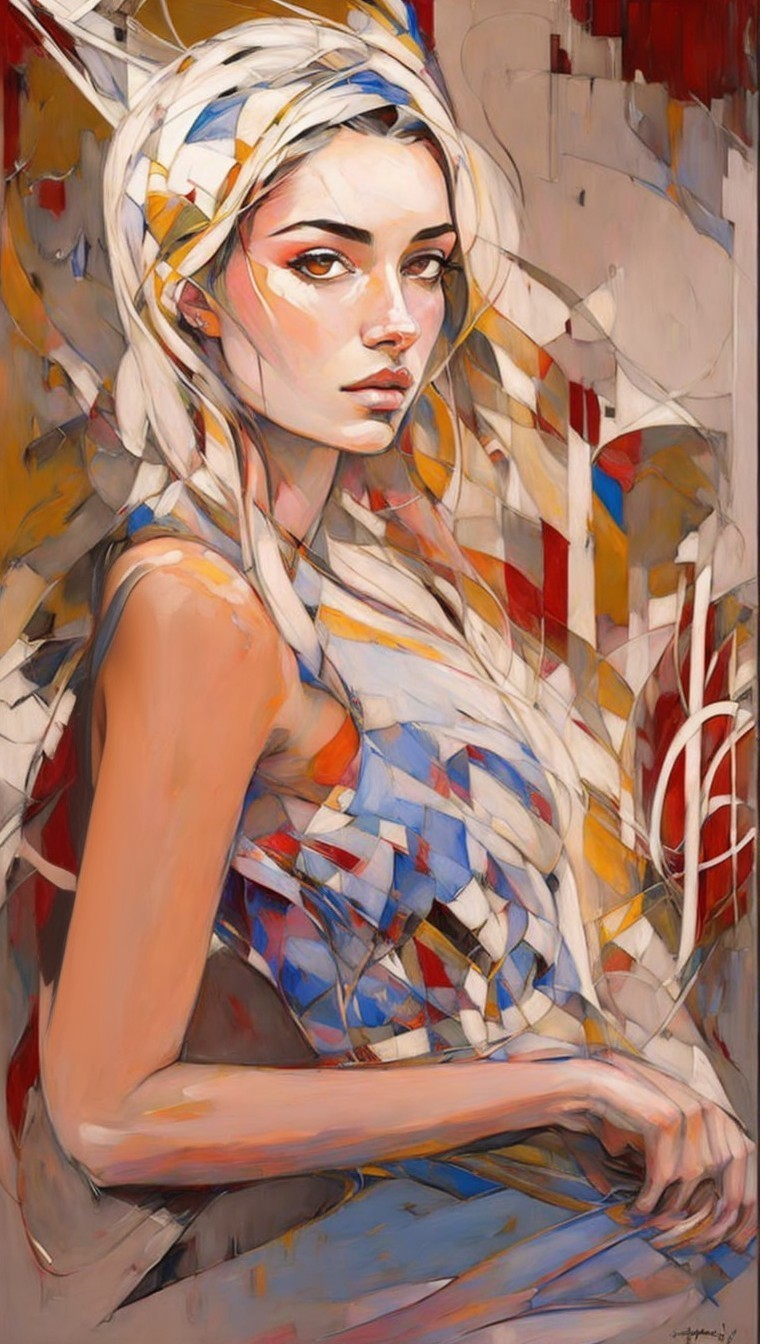Portrait of a Young Woman with Abstract Background