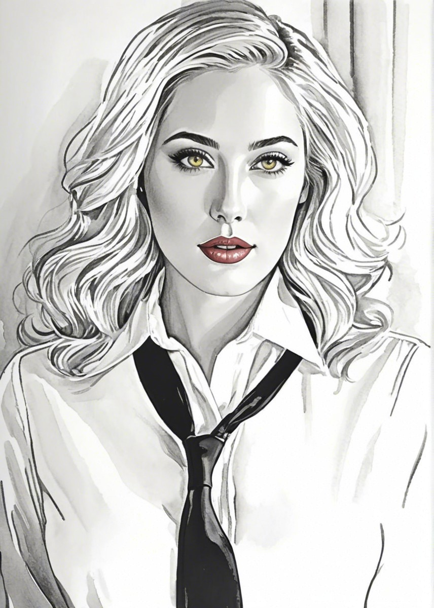 Elegant Black and White Illustration of a Woman