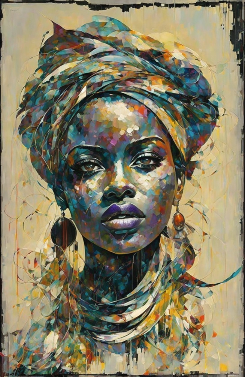 Vibrant Mosaic Portrait of a Confident Woman