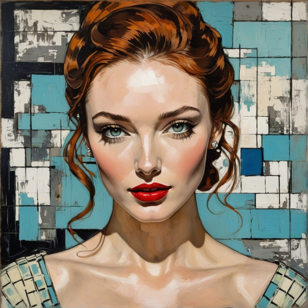 Portrait of a Woman with Red Hair and Green Eyes