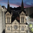 Art Deco Painting of Two Women with Geometric Background