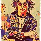 Stylized portrait of a man with vibrant abstract background