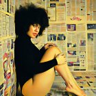 Young Woman Seated by Window with Urban Landscape