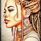 Portrait of a Woman with Colorful Headwrap and Jewelry