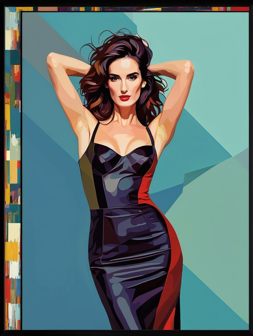 Stylized Portrait of a Woman in Bold Geometric Colors
