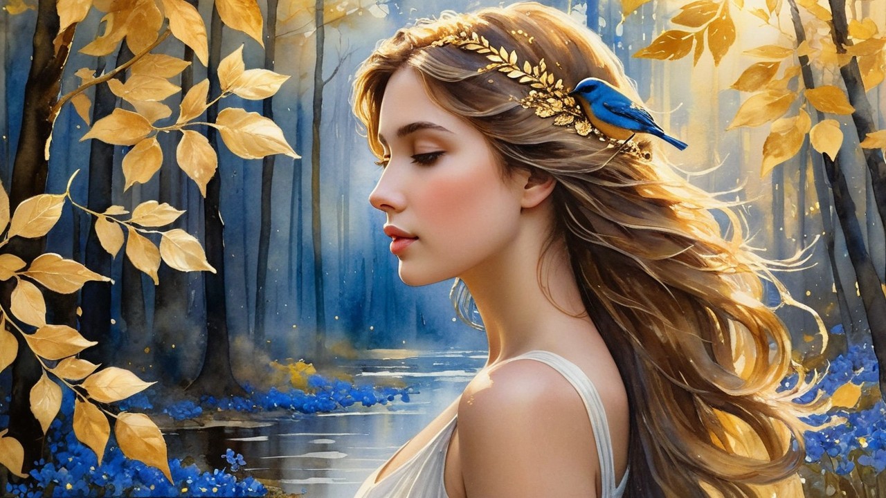 Portrait of a Young Woman in a Dreamy Forest