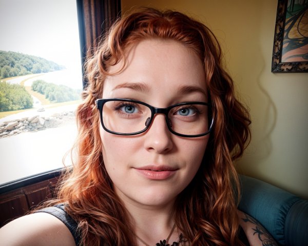 Close-Up Portrait of a Young Woman with Glasses