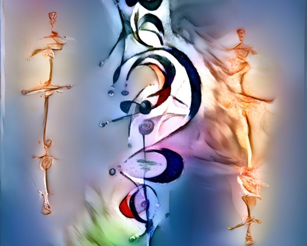 Abstract Artwork with Fluid Shapes and Vibrant Colors