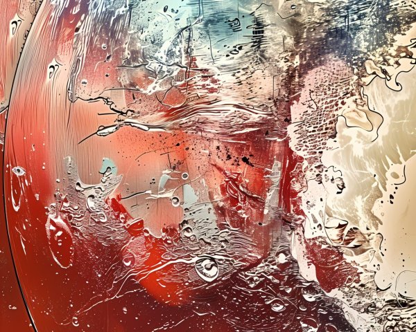 Abstract Composition with Red and Blue Swirls