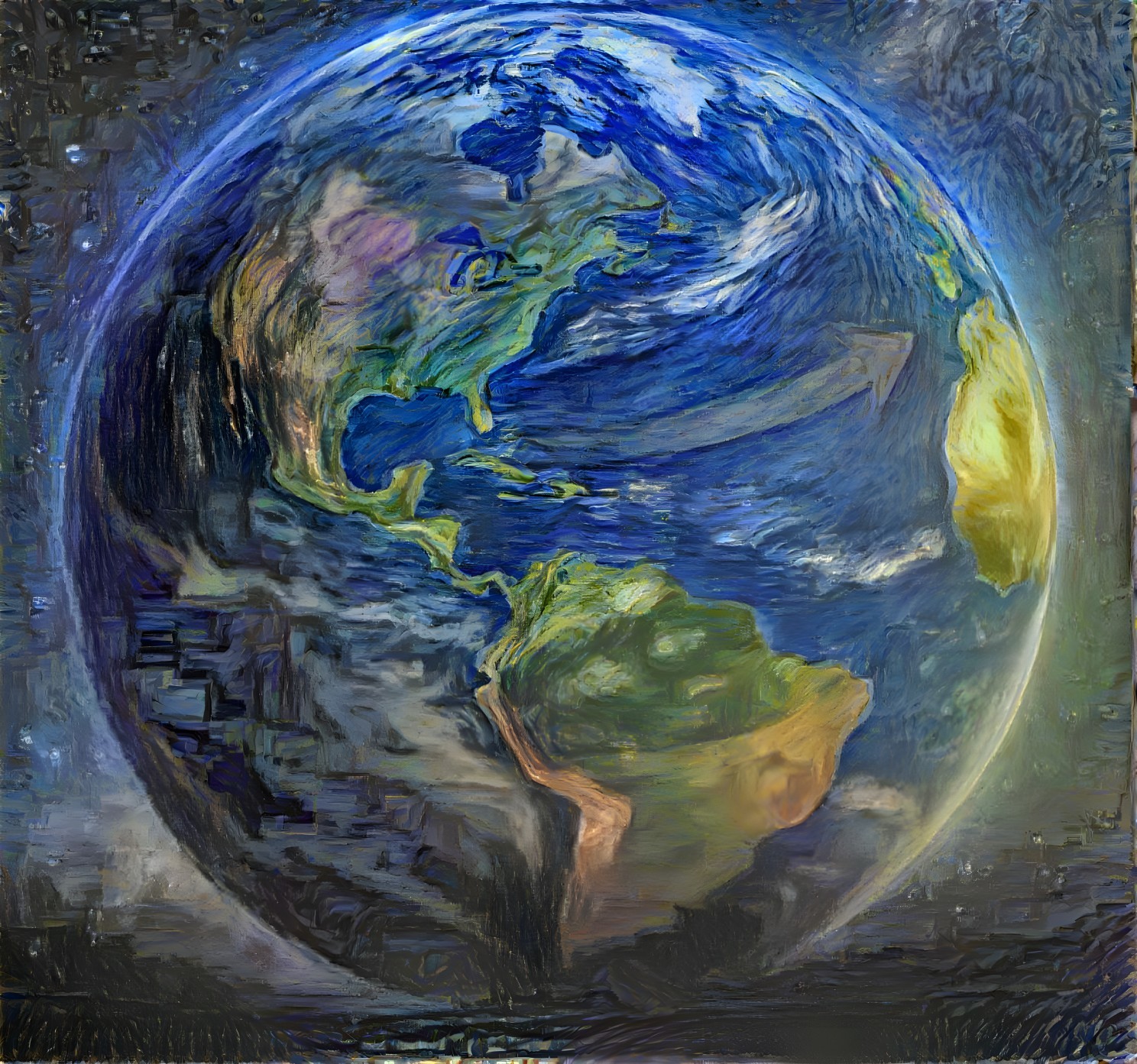 Vibrant Earth Illustration with Continents and Oceans