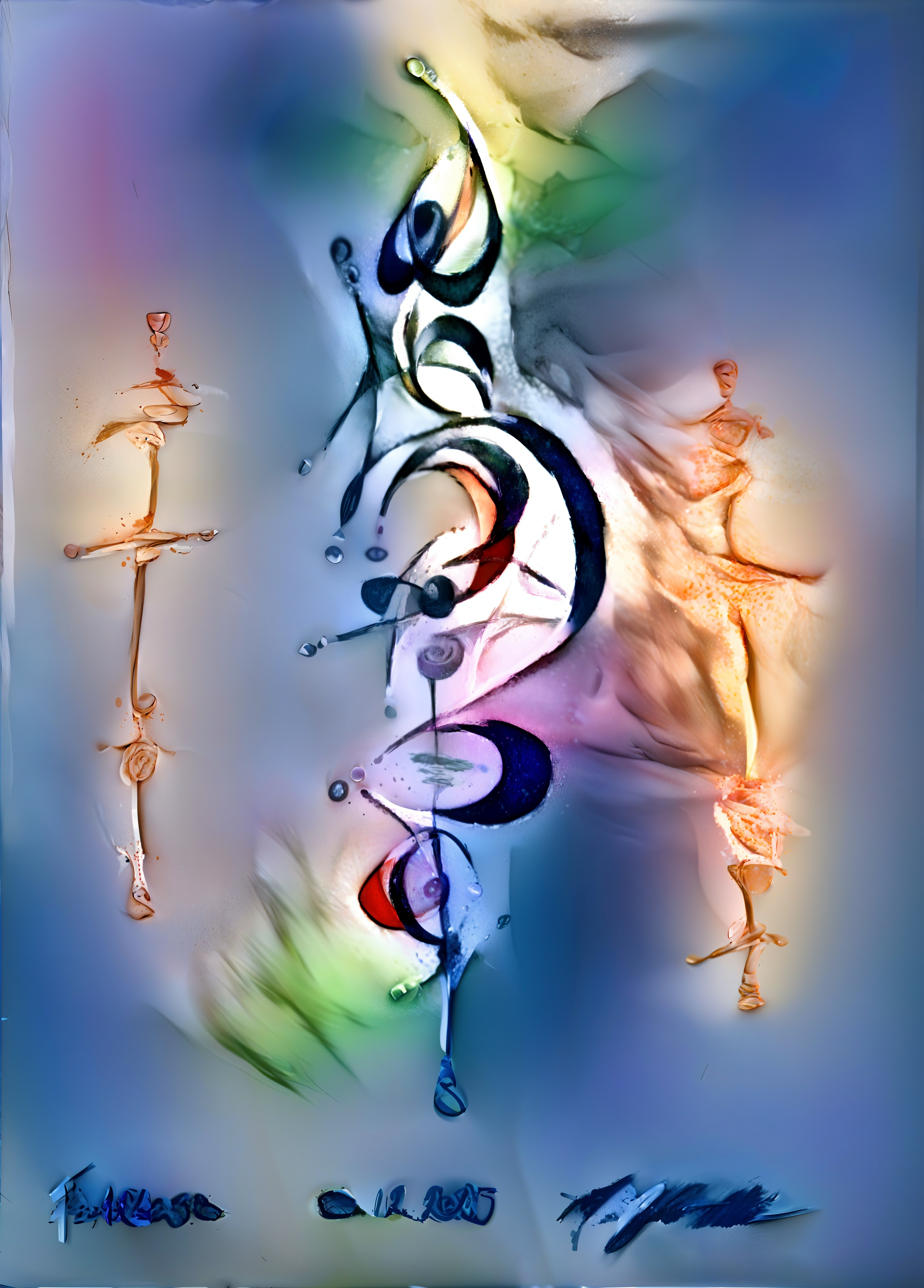 Abstract Artwork with Fluid Shapes and Vibrant Colors