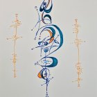 Abstract Artwork with Fluid Shapes and Vibrant Colors