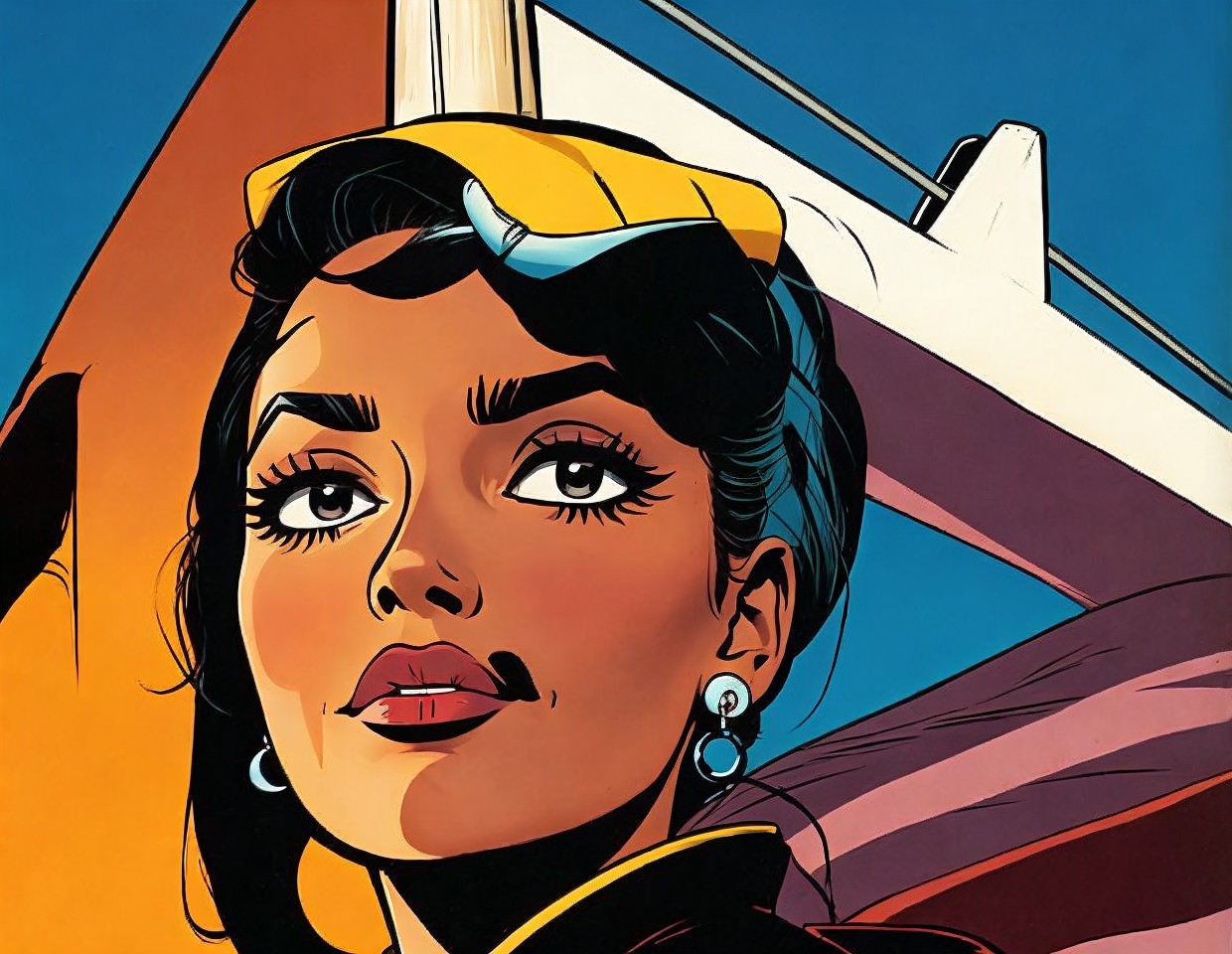 Vintage Illustration of Confident Woman with Headscarf