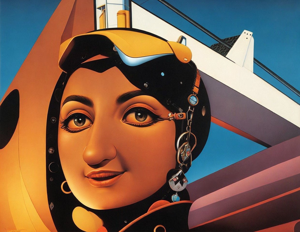 Surreal Portrait of a Woman in a Diving Helmet