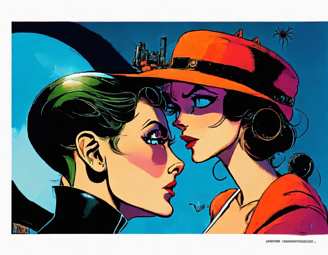 Close-up of Two Stylish Female Characters in Contrast