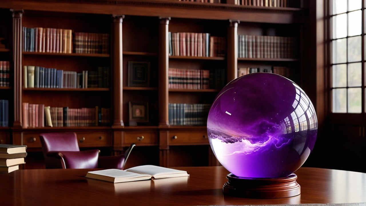 Library with Wooden Table and Crystal Ball