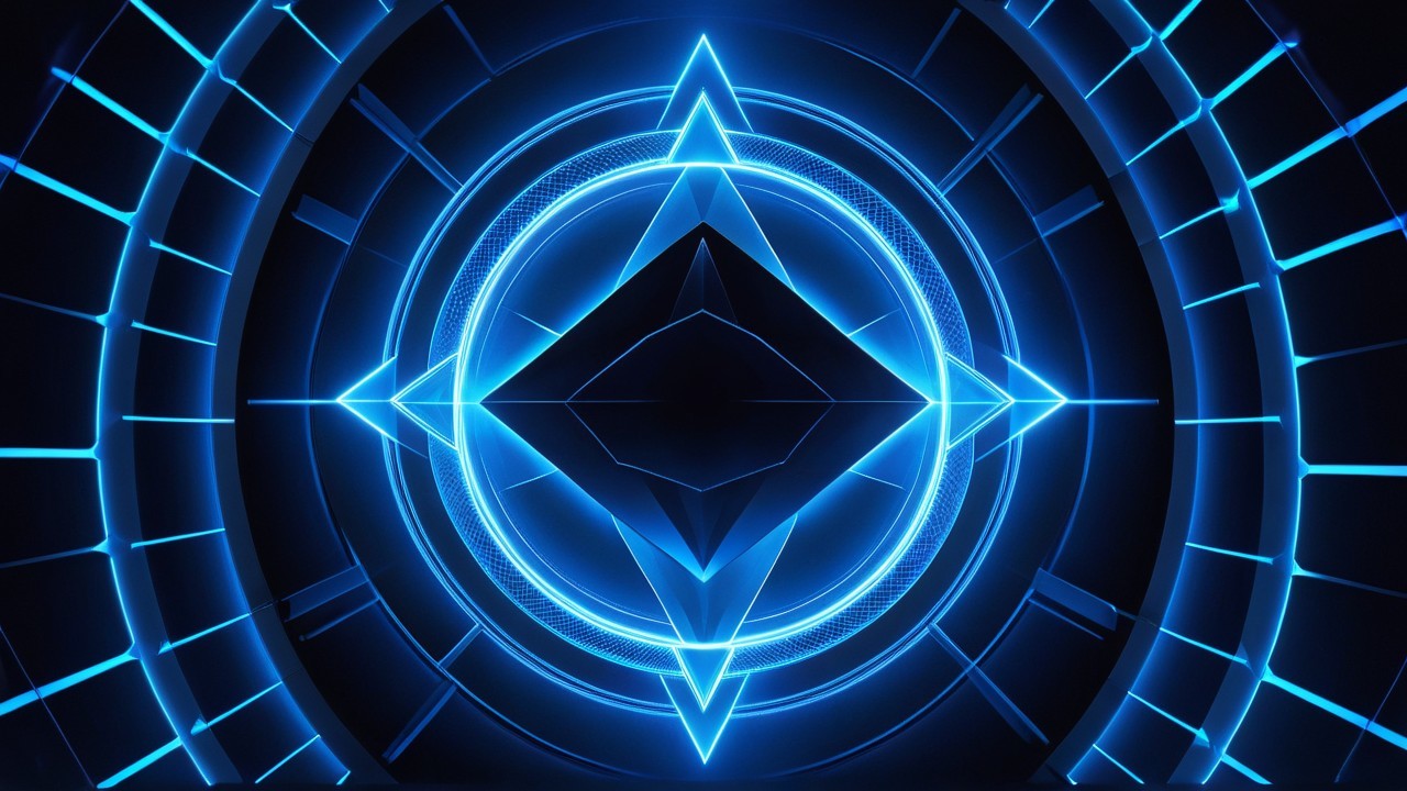 Geometric Patterns in Vibrant Blue Light Design