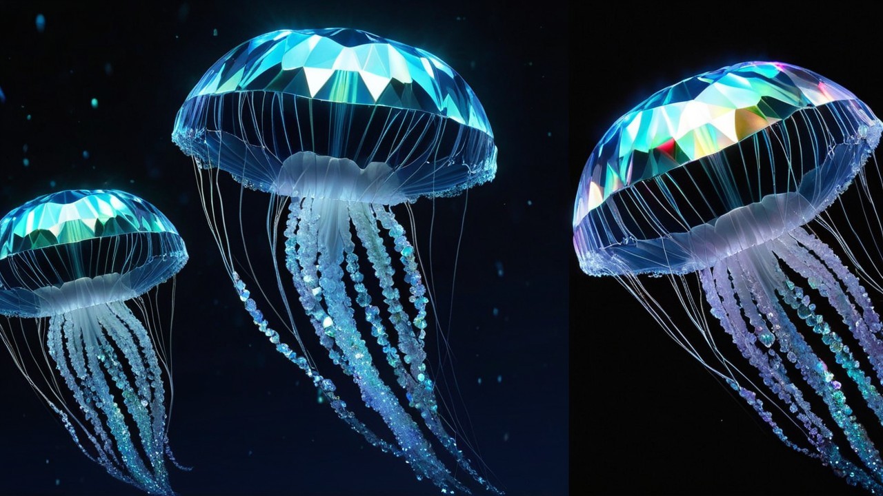 Vibrant Jellyfish in Deep Blue Underwater Scene
